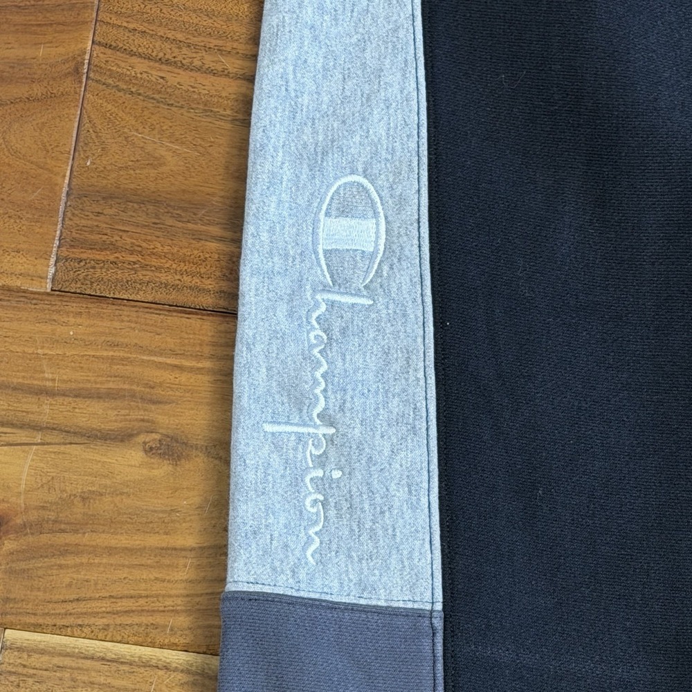 Vtg Champion Reverse Weave Jogger Sweatpants M Gray Black Split Color Block - Picture 3 of 8
